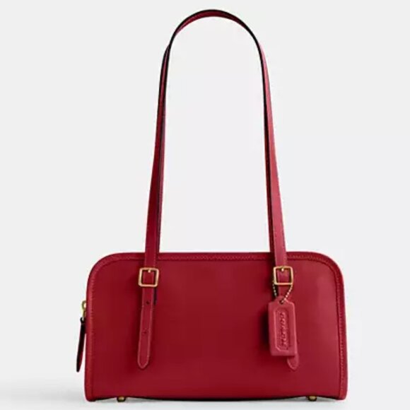 Coach Red Leather Shoulder Bag - Picture 1 of 12